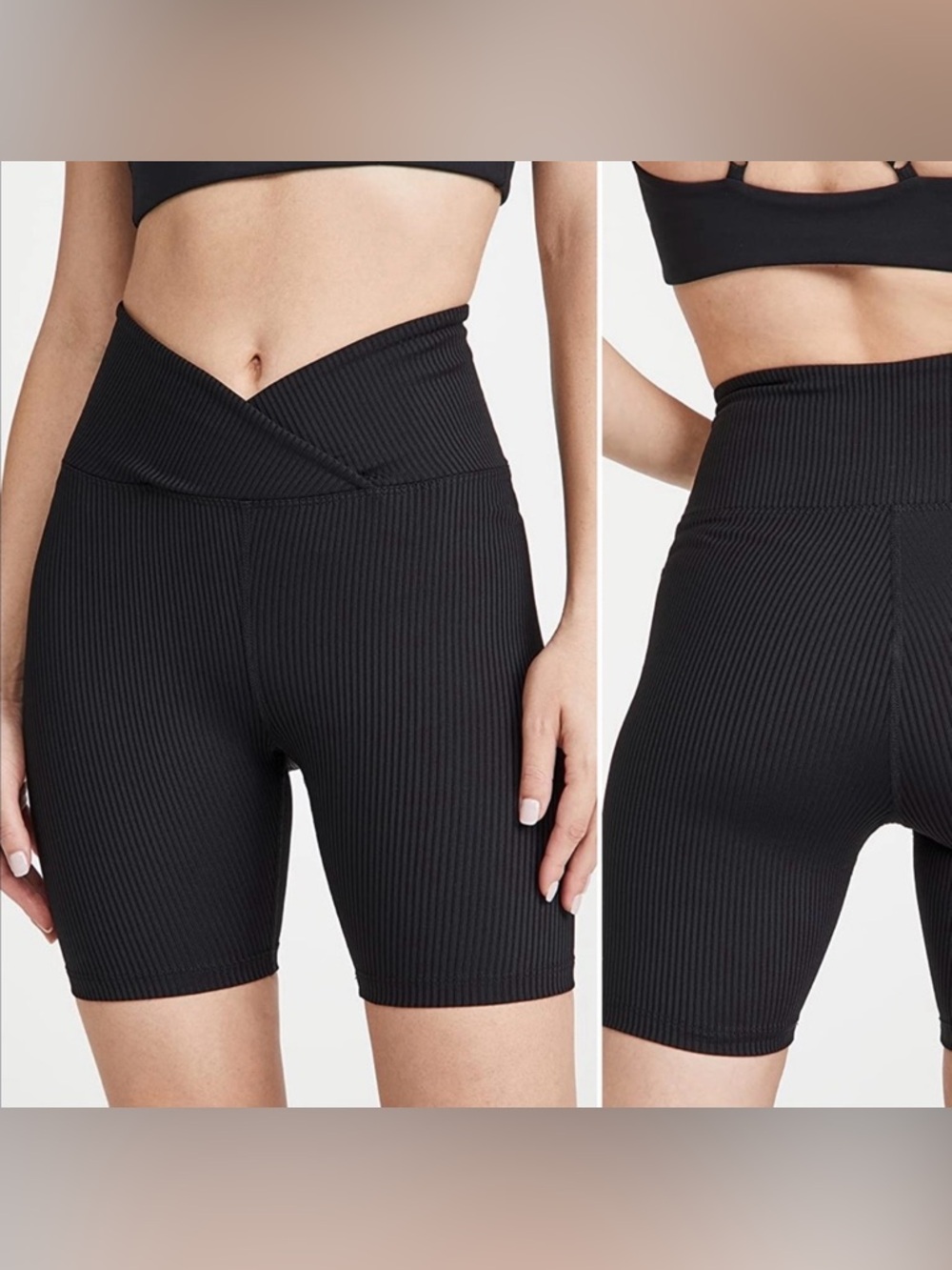 Year of Ours Black Ribbed High-Waist Bike Shorts XS